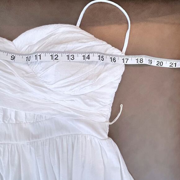 Coastal Cowgirl White Ruched Ruffles with eyelet Dress Small Cottage Coquette - Picture 7 of 9